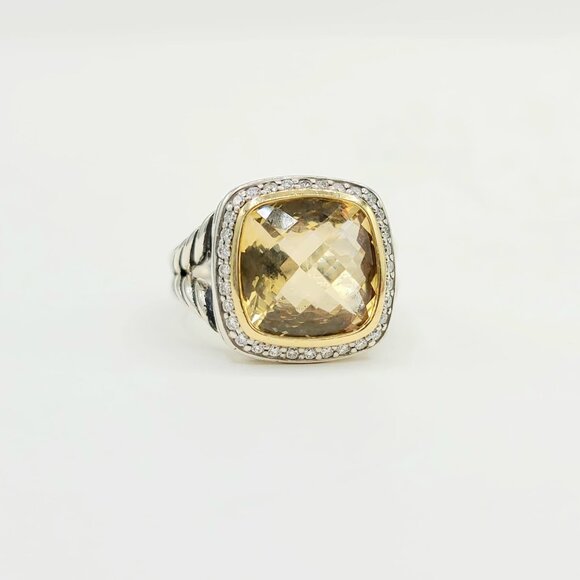 David Yurman Albion Champagne Citrine Diamond Ring w/ 18K Gold & Diamonds - Sz 7 - Picture 2 of 16